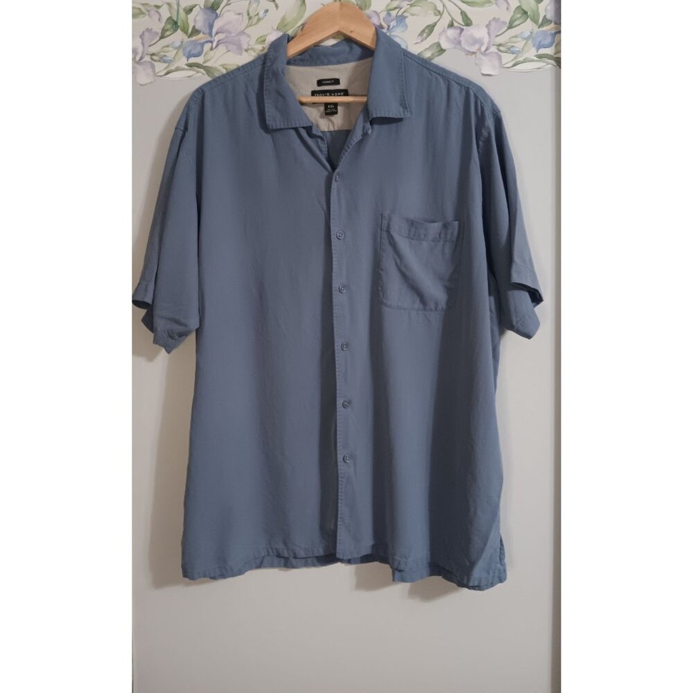 Pronto Uomo XXL Blue Silk Classic Fit Button Down Vacation Casual Work Wedding